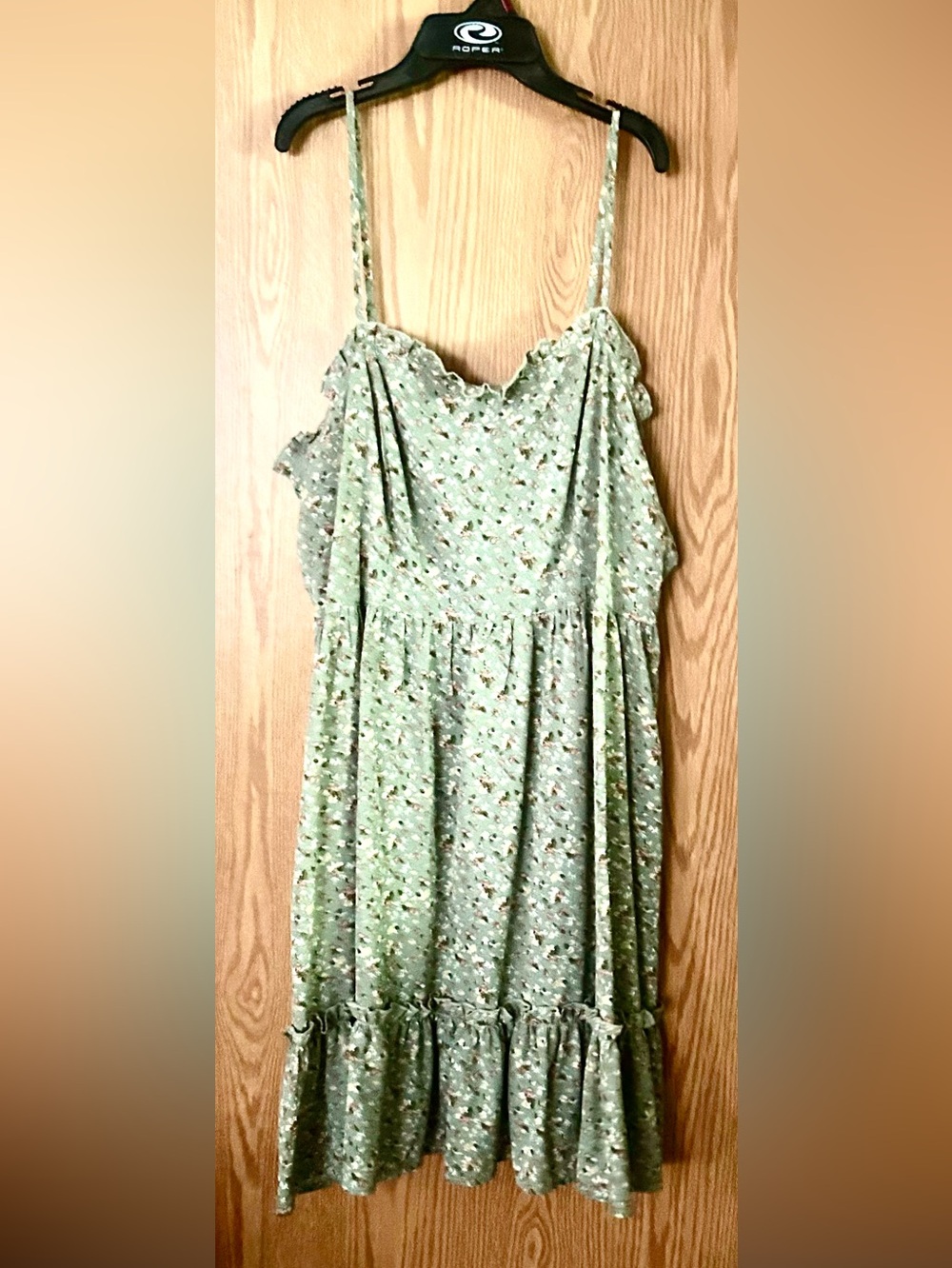 Green Floral Spaghetti Strap Sundress